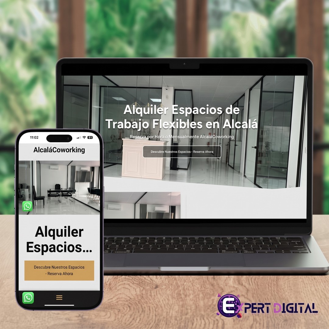 Web de Alcalá Coworking en portátil y móvil