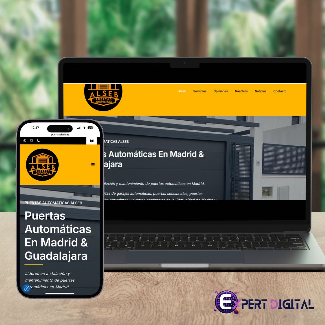 Web de Alseb Puertas Automáticas en portátil y móvil