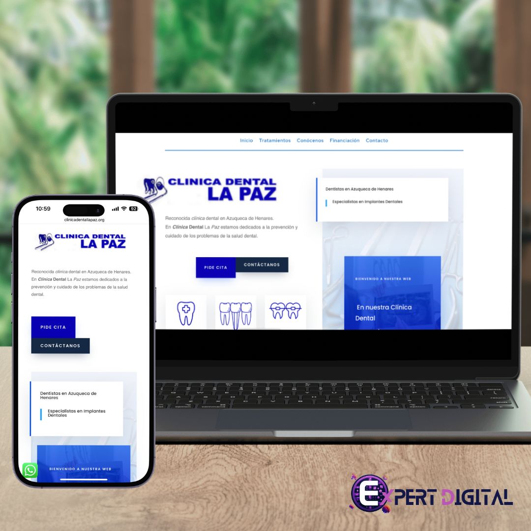 Web de Clínica Dental La Paz en portátil y móvil
