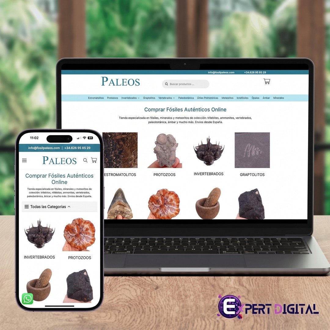 Web de Fosilpaleos en portátil y móvil