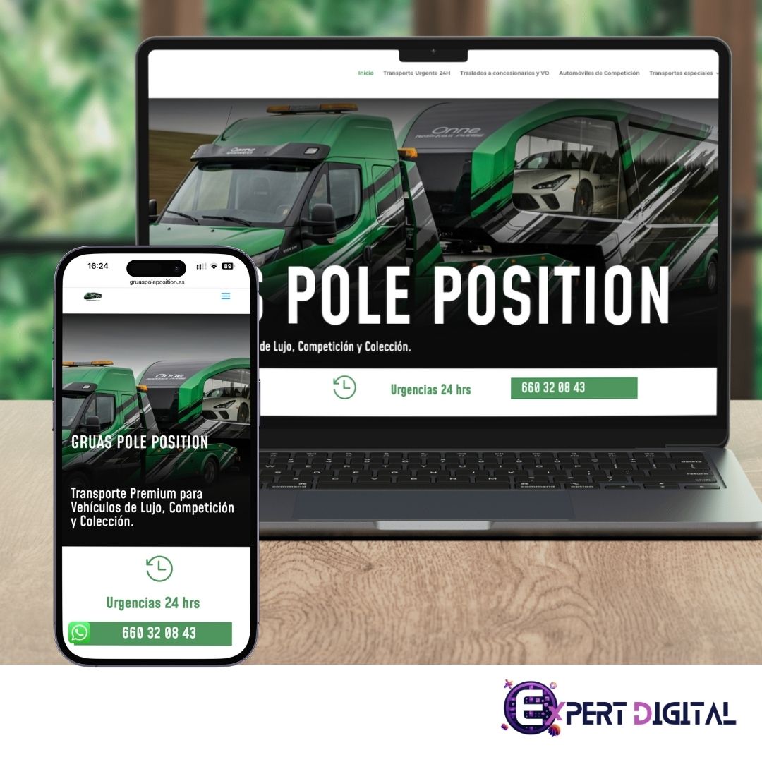 Web de Grúas Pole Position en portátil y móvil