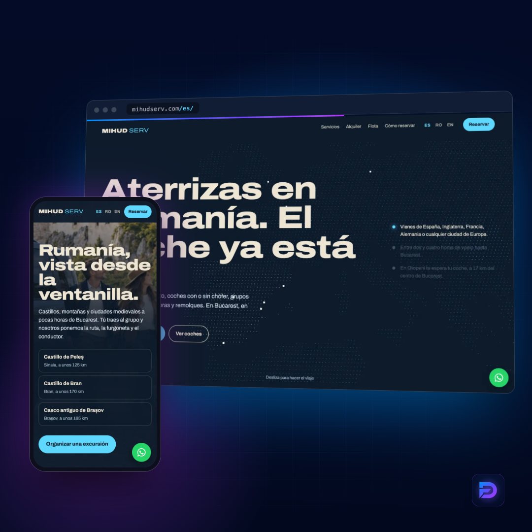 Web de MIHUD SERV en portátil y móvil